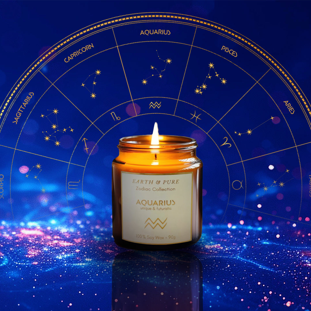 EarthandPure,アースアンドピュア,星座,Aquarius,水瓶座,zodiac,ベルガモット,シーソルト,マリン,フレグランスキャンドル,アロマキャンドル,香り,ソイキャンドル,無添加,天然素材