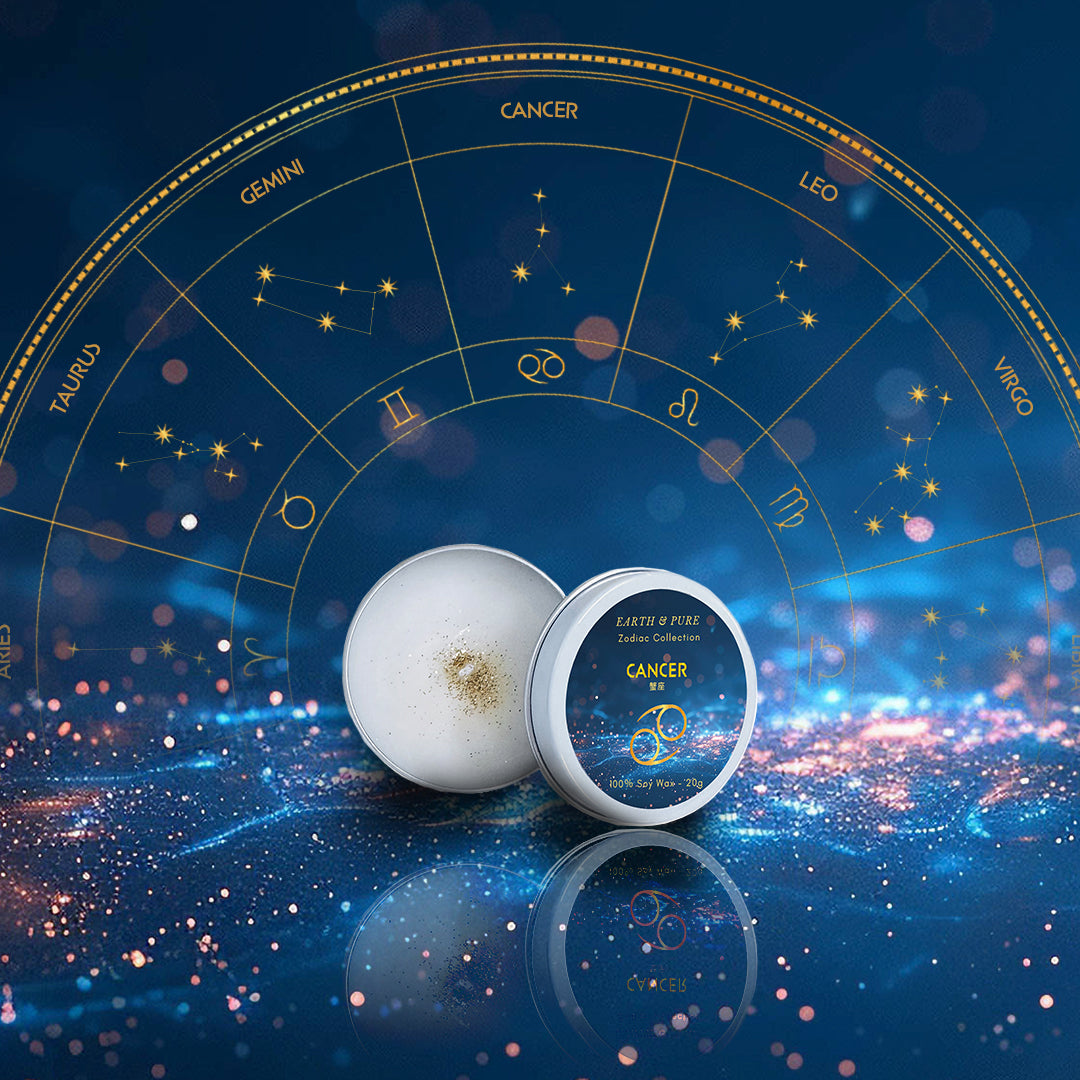EarthandPure,アースアンドピュア,星座,Cancer,蟹座,zodiac,カモミール,ジャスミン,ローズ,フレグランスキャンドル,アロマキャンドル,香り,ソイキャンドル,無添加,天然素材