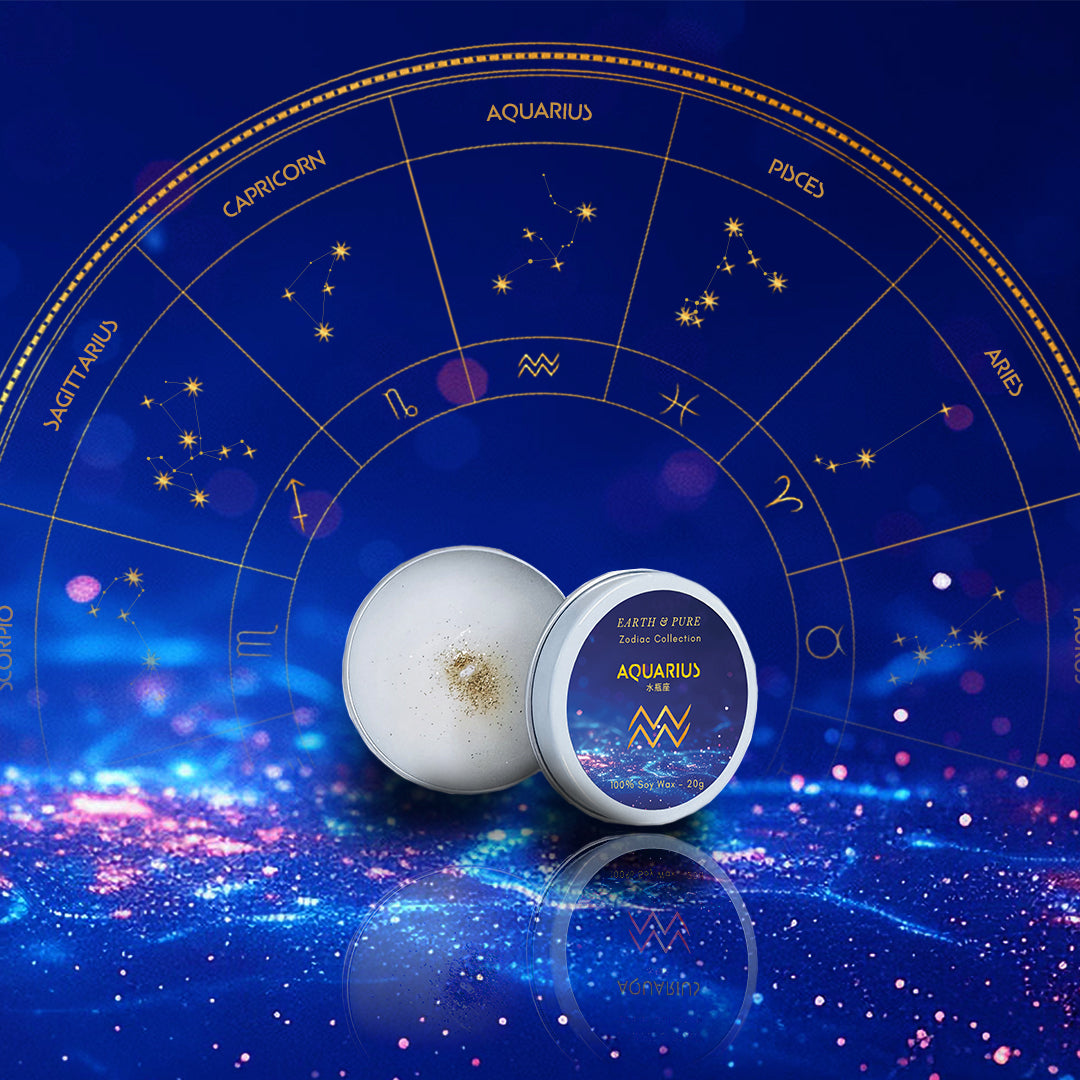 EarthandPure,アースアンドピュア,星座,Aquarius,水瓶座,zodiac,ベルガモット,シーソルト,マリン,フレグランスキャンドル,アロマキャンドル,香り,ソイキャンドル,無添加,天然素材
