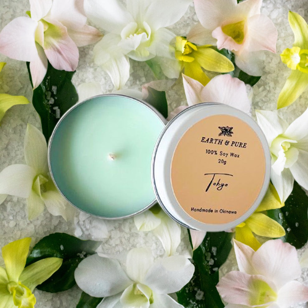 EarthandPure,アースアンドピュア,Tokyo,東京,東京の香り,アクアティック,クチナシ,ジャスミン,スズラン,フレグランスキャンドル,アロマキャンドル,香り,ソイキャンドル,無添加,天然素材